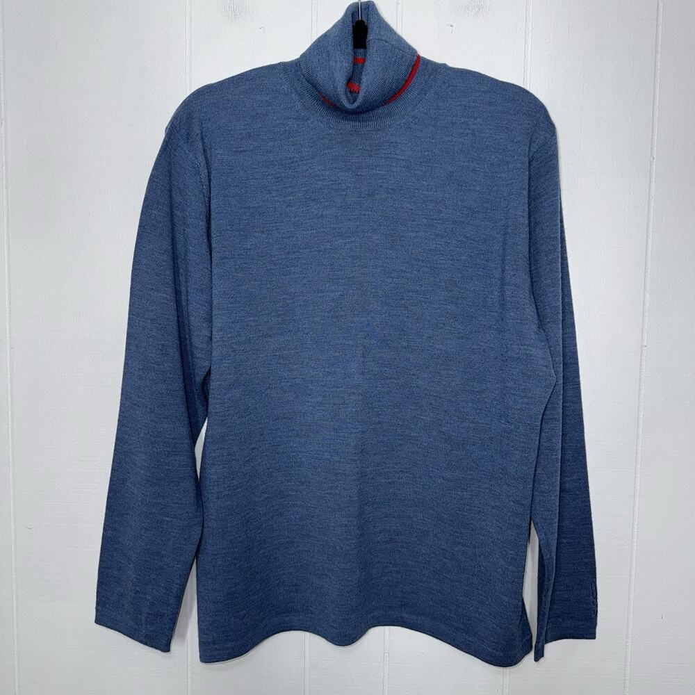 Hugo Boss Men’s Musso Virgin Wool Turtle Neck Sweater Blue Size XL